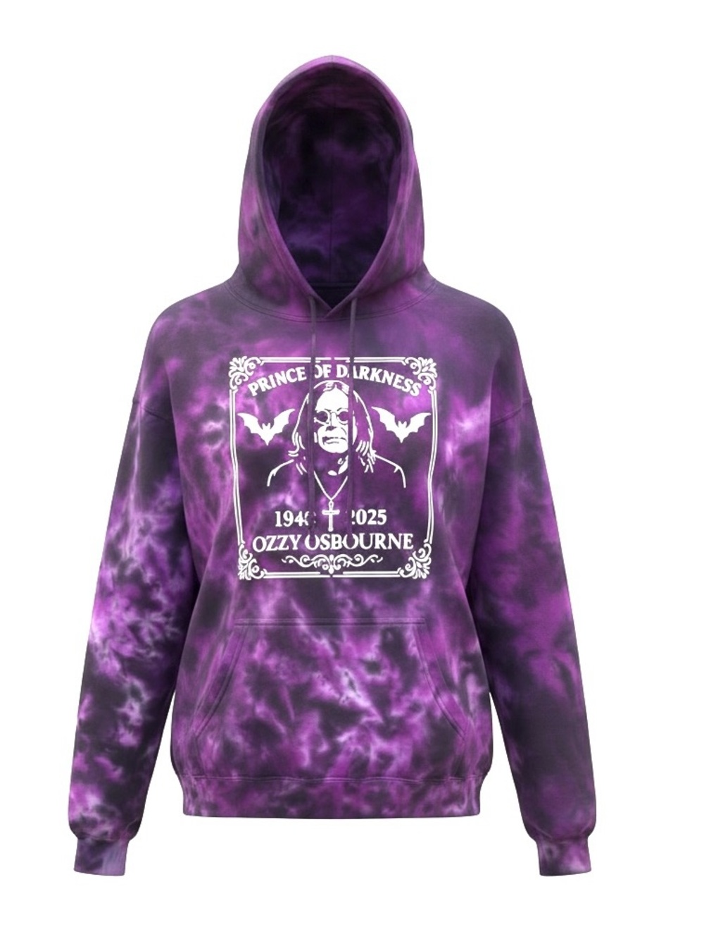 Purple TieDye Men's Ozzy Osbourne Tribute Longsleeve Pullover Hoodie Sweatshirt